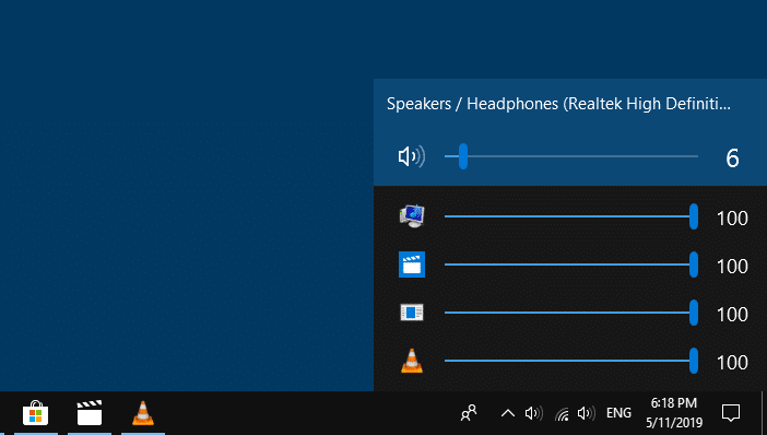Значок громкости на панели задач Windows 10 не работает