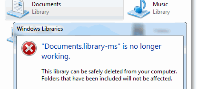 Исправить ошибку Documents.library-ms больше не работает в Windows 7