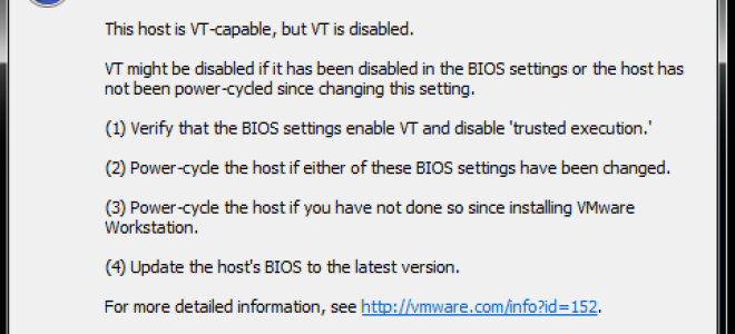 VMware Workstation 8 Эта виртуальная машина настроена для 64-битных гостевых операционных систем. Однако 64-битная операция невозможна