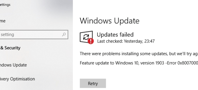 Ошибка Windows 10 0x80070005 при установке обновления функции
