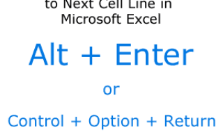 Как переместиться вниз по строке в ячейке в Microsoft Excel