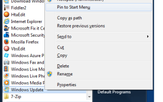 Как закрепить значок обновления Windows в меню «Пуск» и на панели задач в Windows 7?