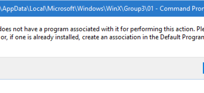 Win + X Командная строка Командная строка Администратор Ошибка файла; Запуск от имени администратора отсутствует