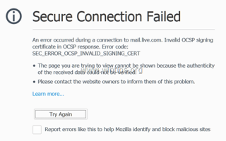 Исправлено: Ошибка безопасного подключения Firefox на сайтах Hotmail и HTTPS.