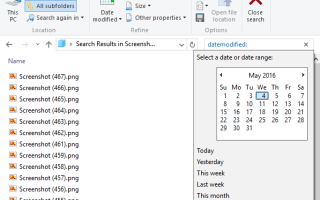 Как искать файлы, созданные между двумя датами в Windows