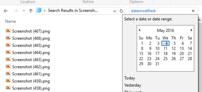 Как искать файлы, созданные между двумя датами в Windows