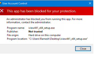 Это приложение заблокировано для вашей защиты в Windows 10