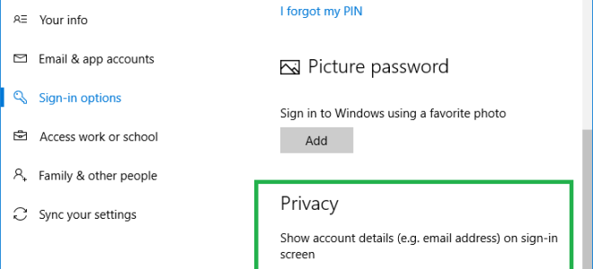 Как скрыть адрес электронной почты с экрана входа в Windows 10?