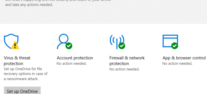 [Исправить] Защитник Windows желтый восклицательный значок и настройка OneDrive Warning
