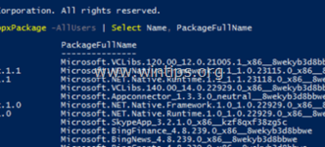 Как просмотреть все установленные приложения и пакеты в Windows 10, 8.1, 8 из PowerShell.