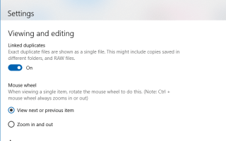 Настройки колеса приложения для приложения «Фотографии»: выделите «Масштаб» или «Просмотр» «Предыдущий / следующий» [Windows 10]