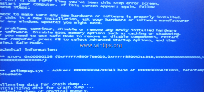 Устранение неполадок, связанных с драйвером дисплея, который вызвал проблемы с восстановлением и остановкой синего экрана: 0X00000116 (BSOD).