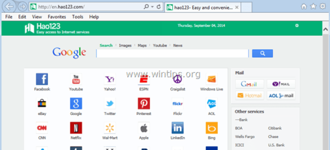 Как удалить Hao123 — hao123.com — домашняя страница (Руководство по удалению)