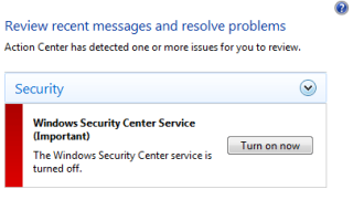 Исправить ошибку 2 при запуске службы центра безопасности в Windows 7