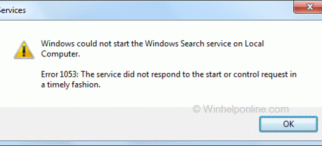 Исправление Windows Search Ошибка 1053 Сервис не отвечал