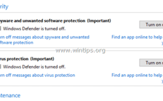 Как исправить: Не удается запустить Защитник Windows в Windows 10 или Windows 8.