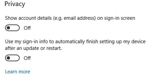 Остановите автоматическое повторное открытие программ после перезапуска в Windows 10