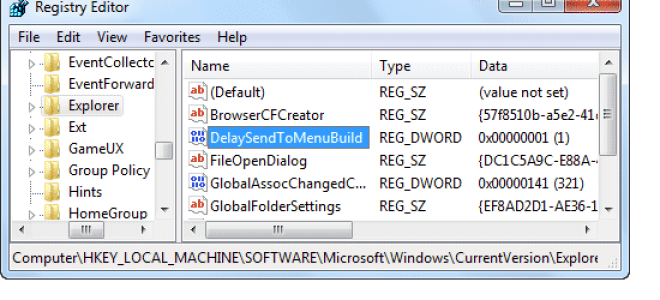 Настройки скрытого реестра для меню &laquo;Отправить в&raquo; в Windows