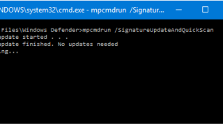 Использование MpCmdRun.exe для обновления Защитника Windows и запуска быстрого сканирования за один раз