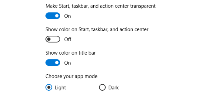 Показывать цвет в строке заголовка, но не на панели задач и в меню «Пуск» в Windows 10