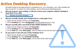 Как исправить проблему Active Desktop Recovery (Восстановить мой Active Desktop) в Windows XP.