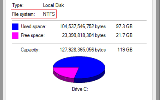 Как узнать, какая файловая система работает на моем жестком диске