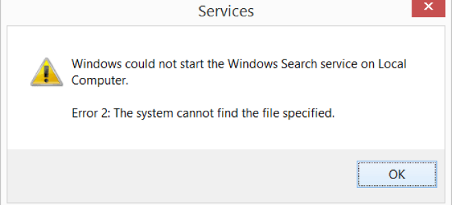 Исправление ошибки службы поиска Windows 2 после обновления до Windows 8.1