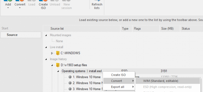 Как конвертировать ESD в WIM с помощью DISM или NTLite в Windows 10?