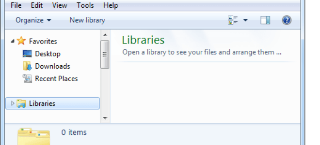 Библиотеки исправлений скрыты и отображаются пустыми в Windows 7