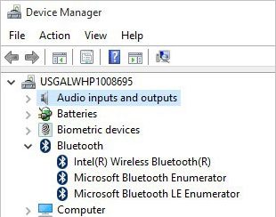 Диспетчер устройств с Bluetooth