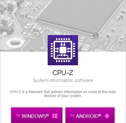 Страница загрузки для CPU-Z.