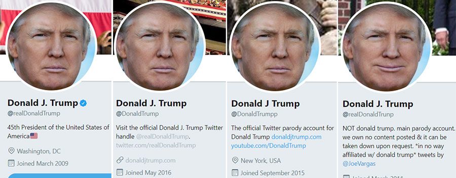 Реальные и фальшивые аккаунты Дональда Трампа в Твиттере