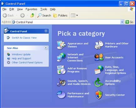 Панель управления Microsoft Windows XP