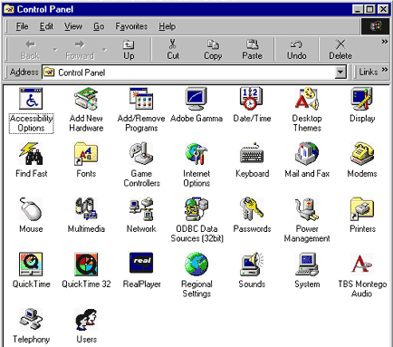 Панель управления Microsoft Windows 98