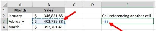 Ссылочная ячейка на том же листе в Microsoft Excel