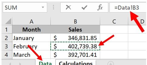 Ссылочная ячейка из другого листа в Microsoft Excel