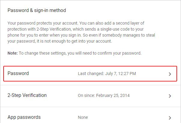 Ссылка для изменения вашего пароля Google.