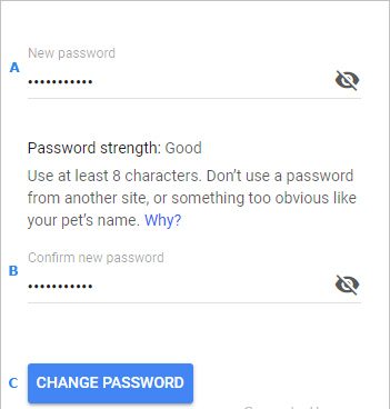 Сменить пароль на экране Google.
