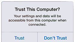 iOS Trust This Computer диалоговое окно.