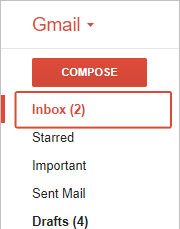 Селектор для папки «Входящие» в Gmail.