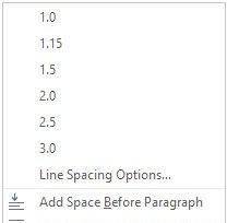 Параметры межстрочного интервала в Word 2016
