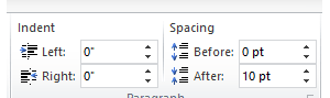 Microsoft Word Spacing