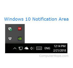 Область уведомлений в Windows 10.