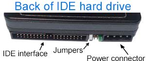 Перемычки на задней панели жесткого диска IDE