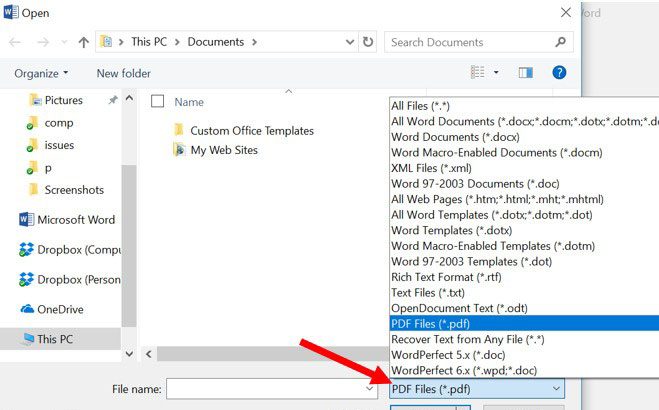Microsoft Word - изменить тип файла, чтобы открыть