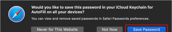 Сохранение пароля в Safari