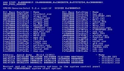 Ошибка остановки синего экрана в Windows XP