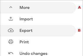 Экспортный селектор в Gmail