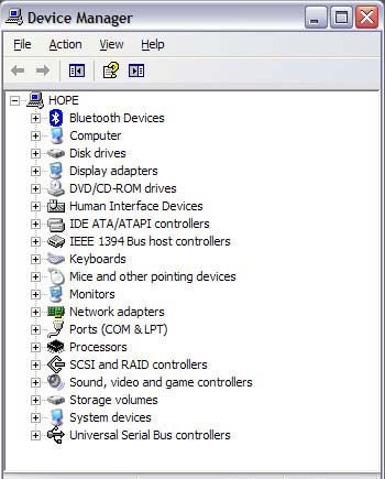 Диспетчер устройств Windows XP