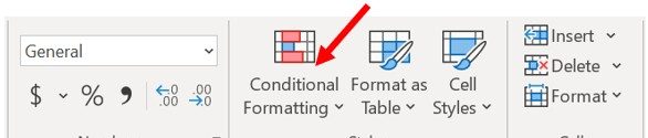 Домашняя вкладка Microsoft Excel, раздел «Стили» - настройка условного форматирования